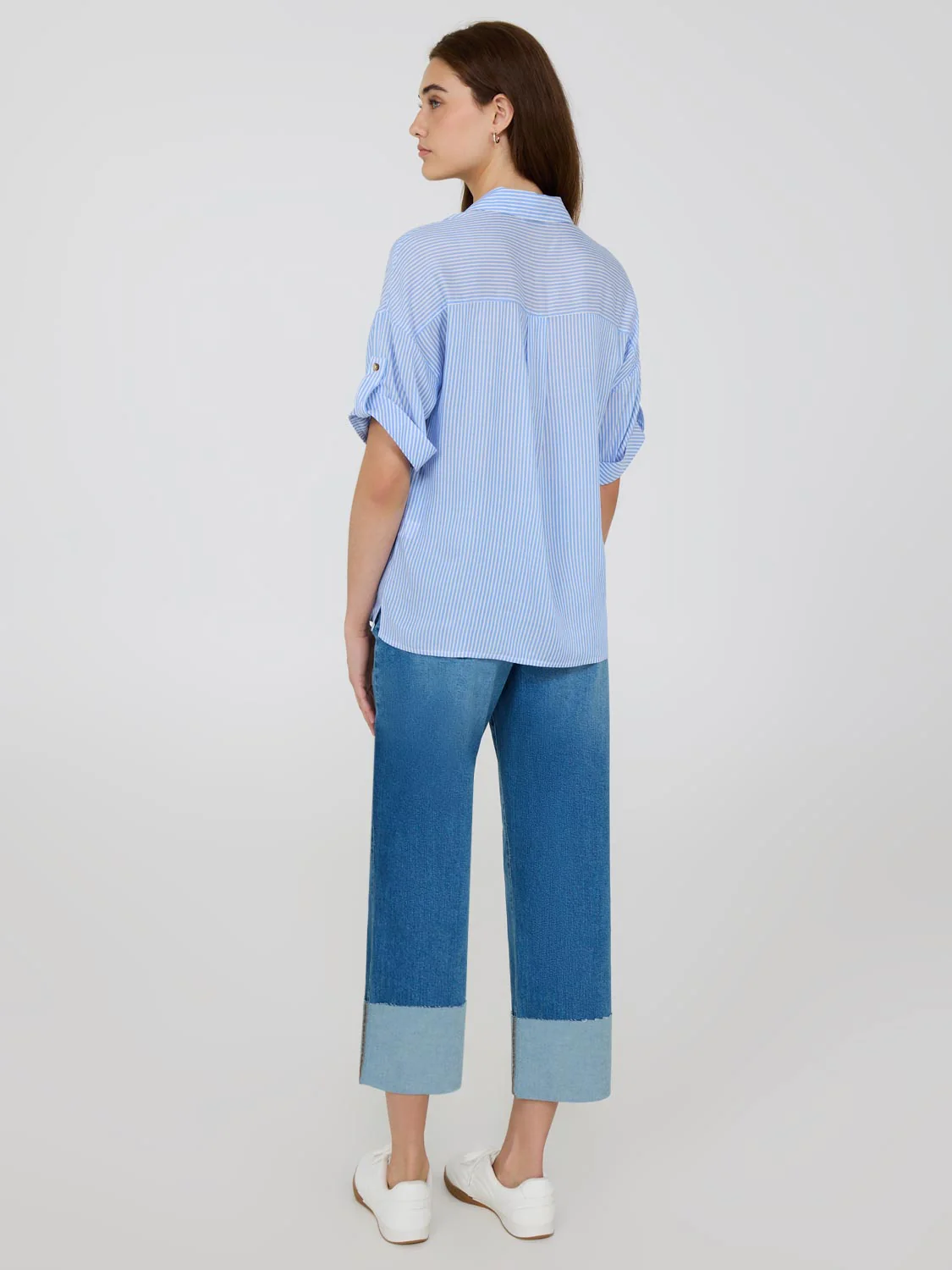 Striped Short Sleeve Blouse - Image 3