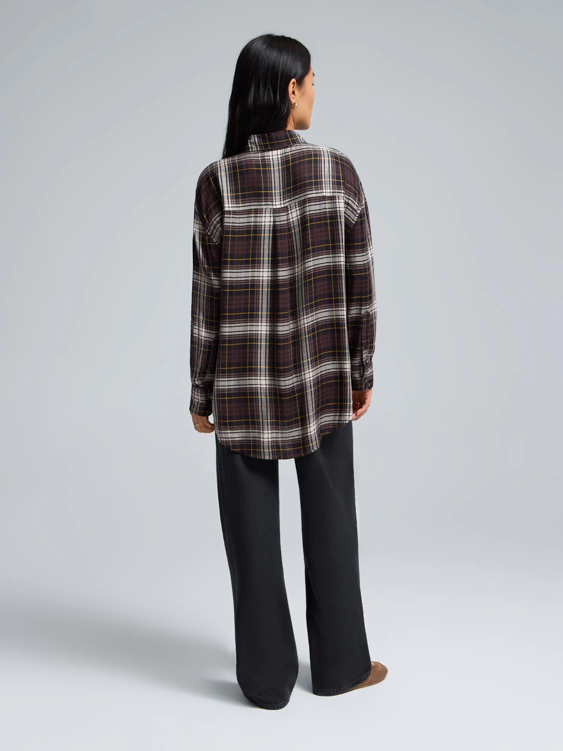 Plaid Button-Front Blouse - Image 3