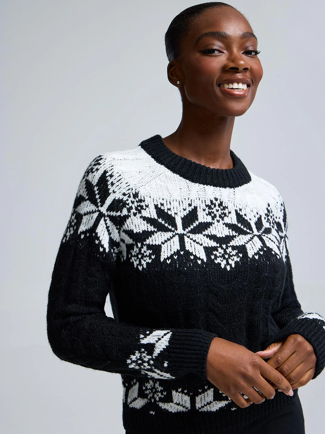 Fair Isle Cable Knit Sweater - Image 2