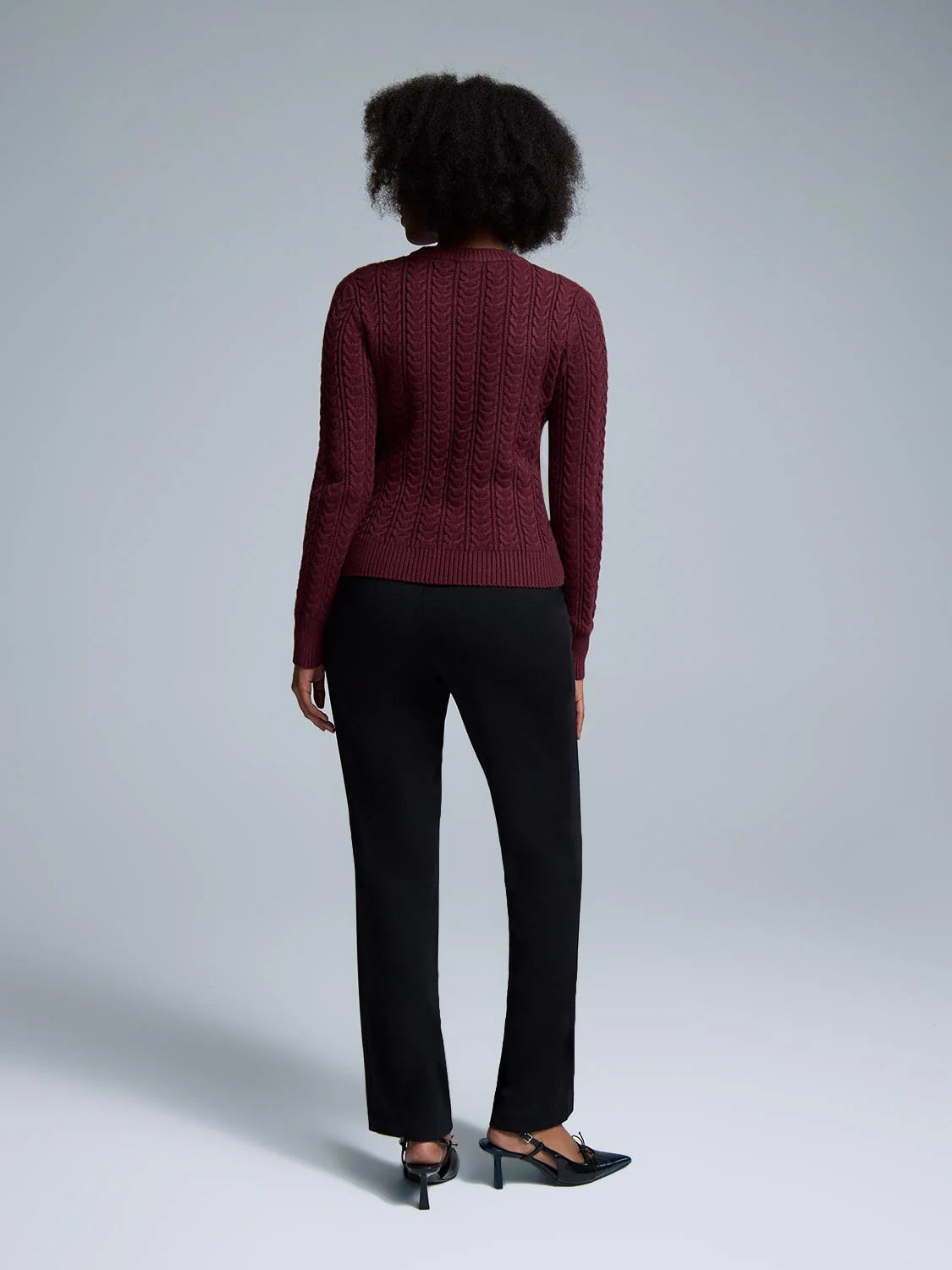 Crew Neck Cable Knit Sweater - Image 7