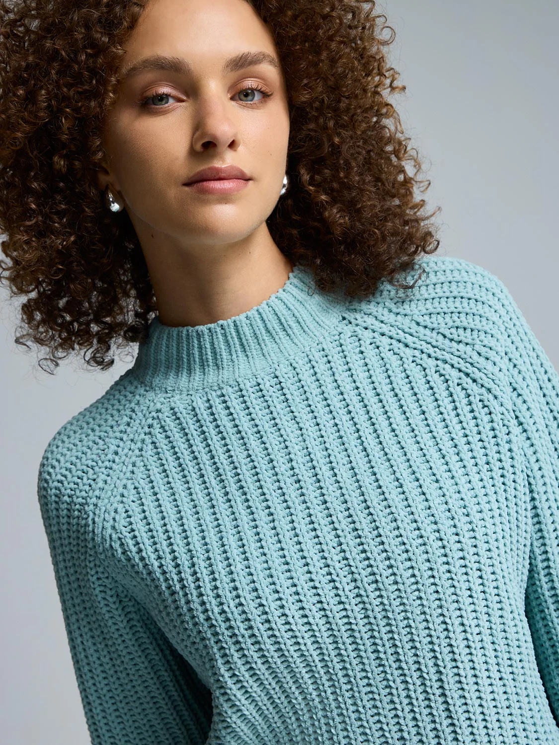 Mock Neck Shaker Stitch Sweater - Image 5