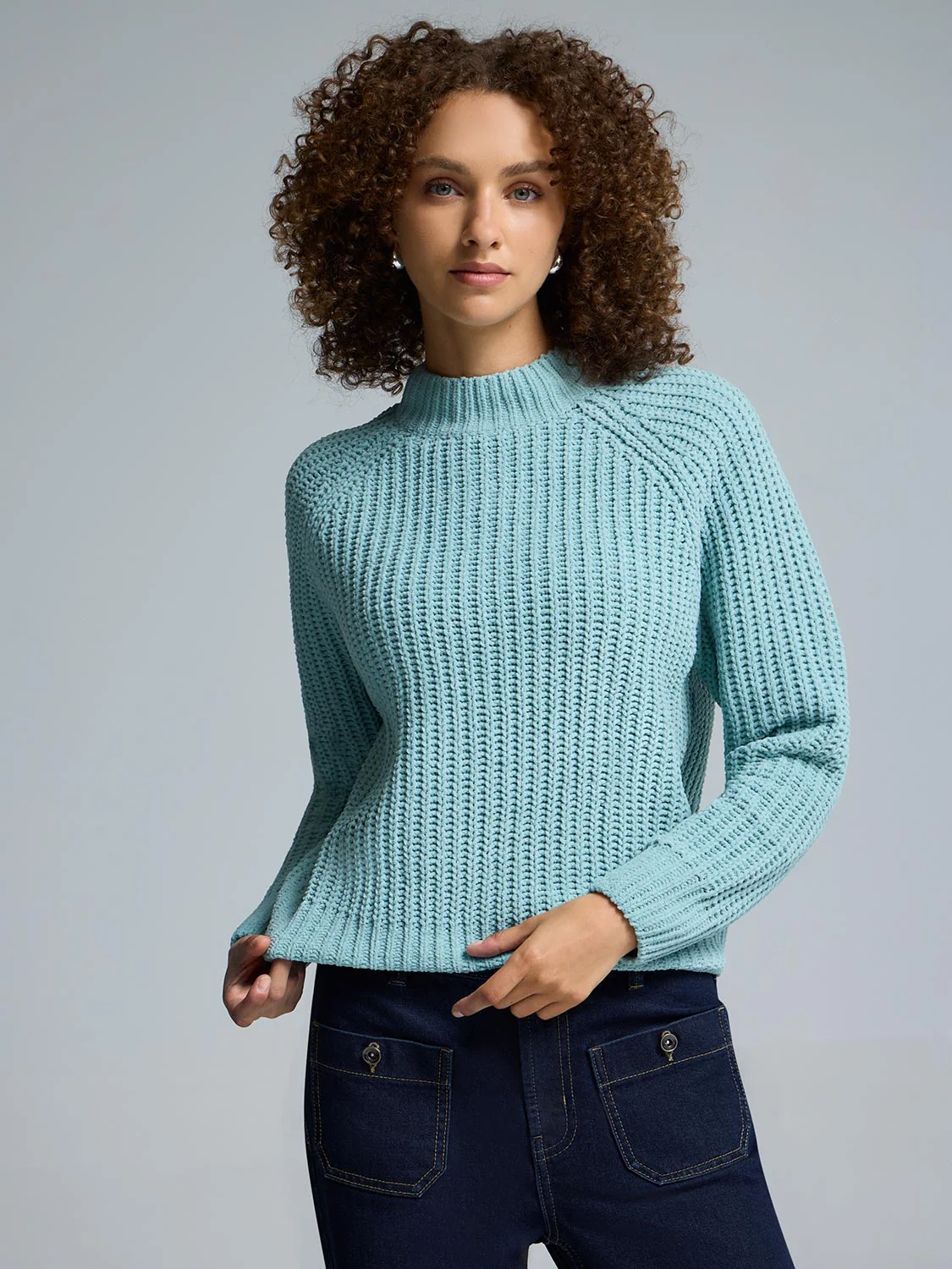 Mock Neck Shaker Stitch Sweater - Image 6