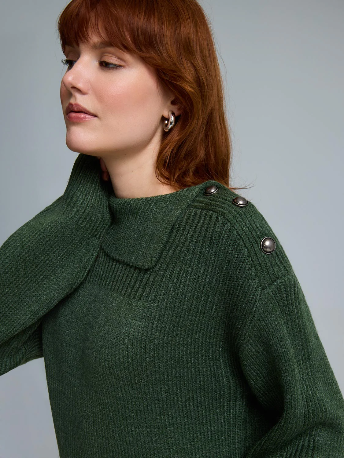 Split Neck Shaker Stitch Sweater - Image 5