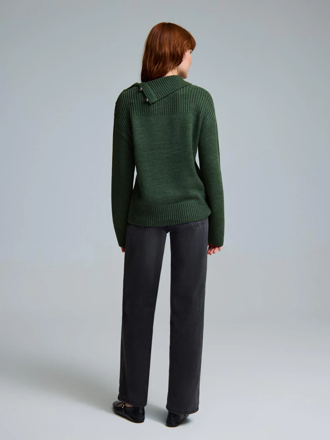 Split Neck Shaker Stitch Sweater - Image 7