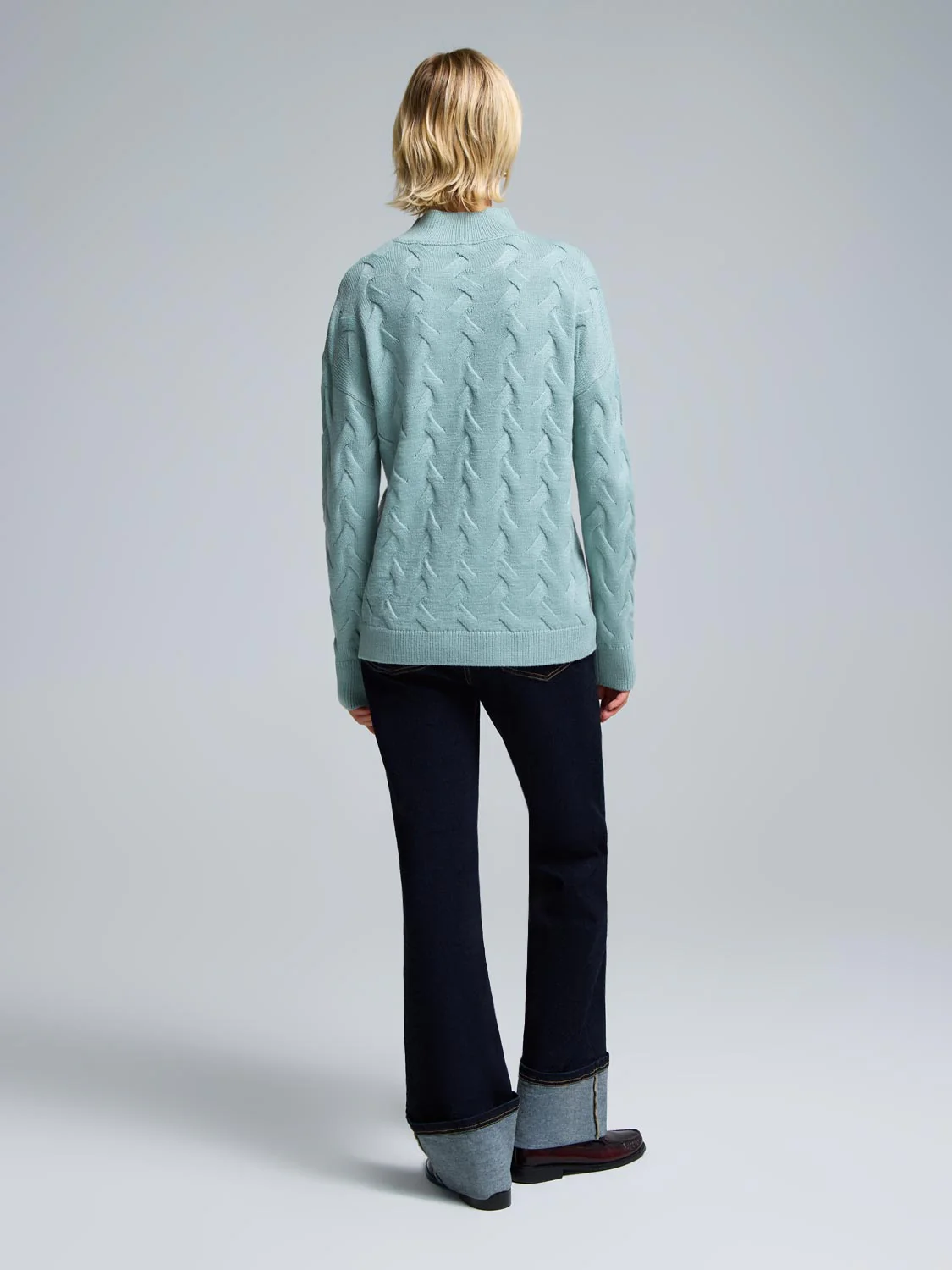 Basketweave Mock Neck Sweater - Image 7