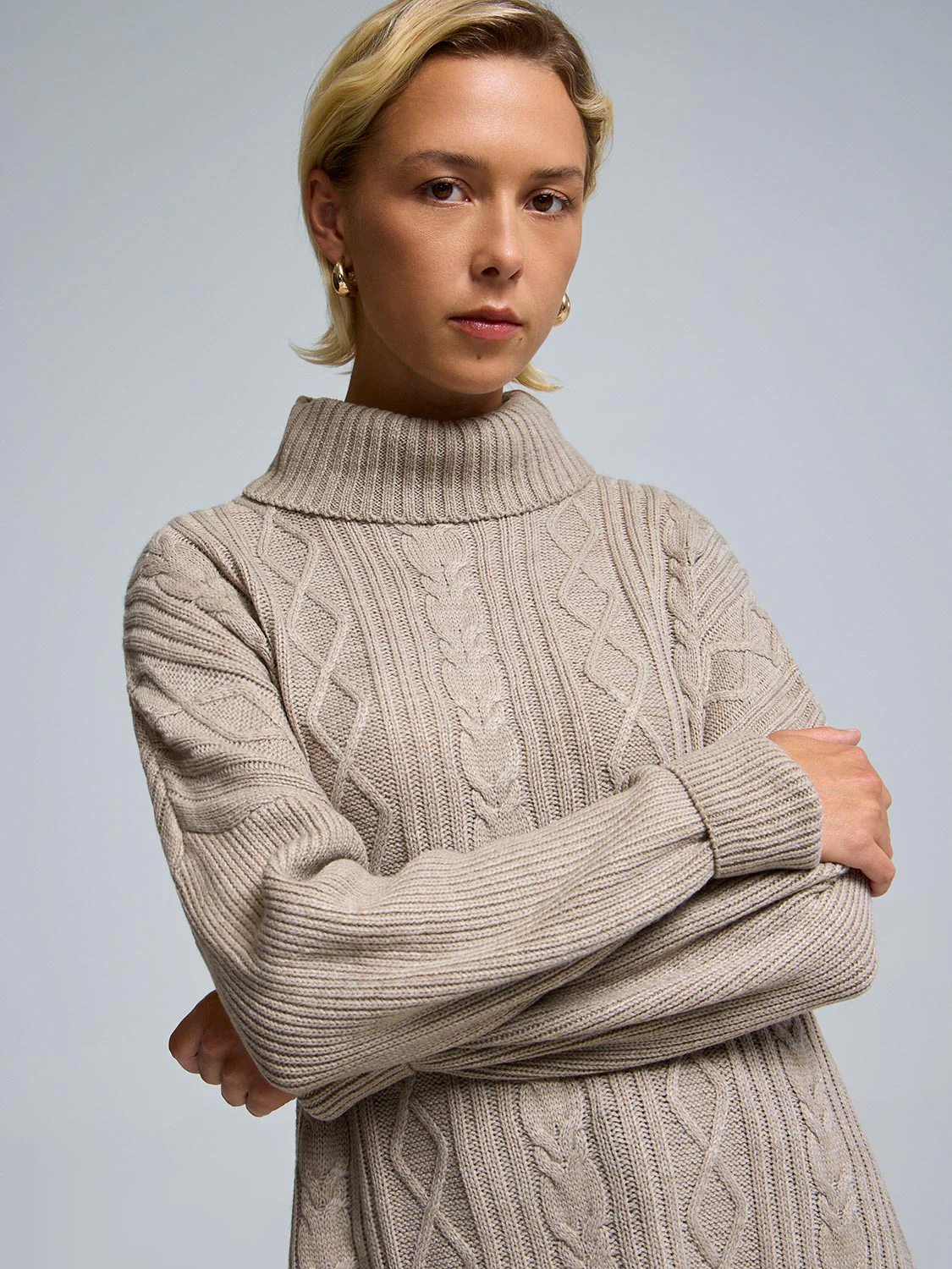 Cable Knit Turtleneck Sweater - Image 2