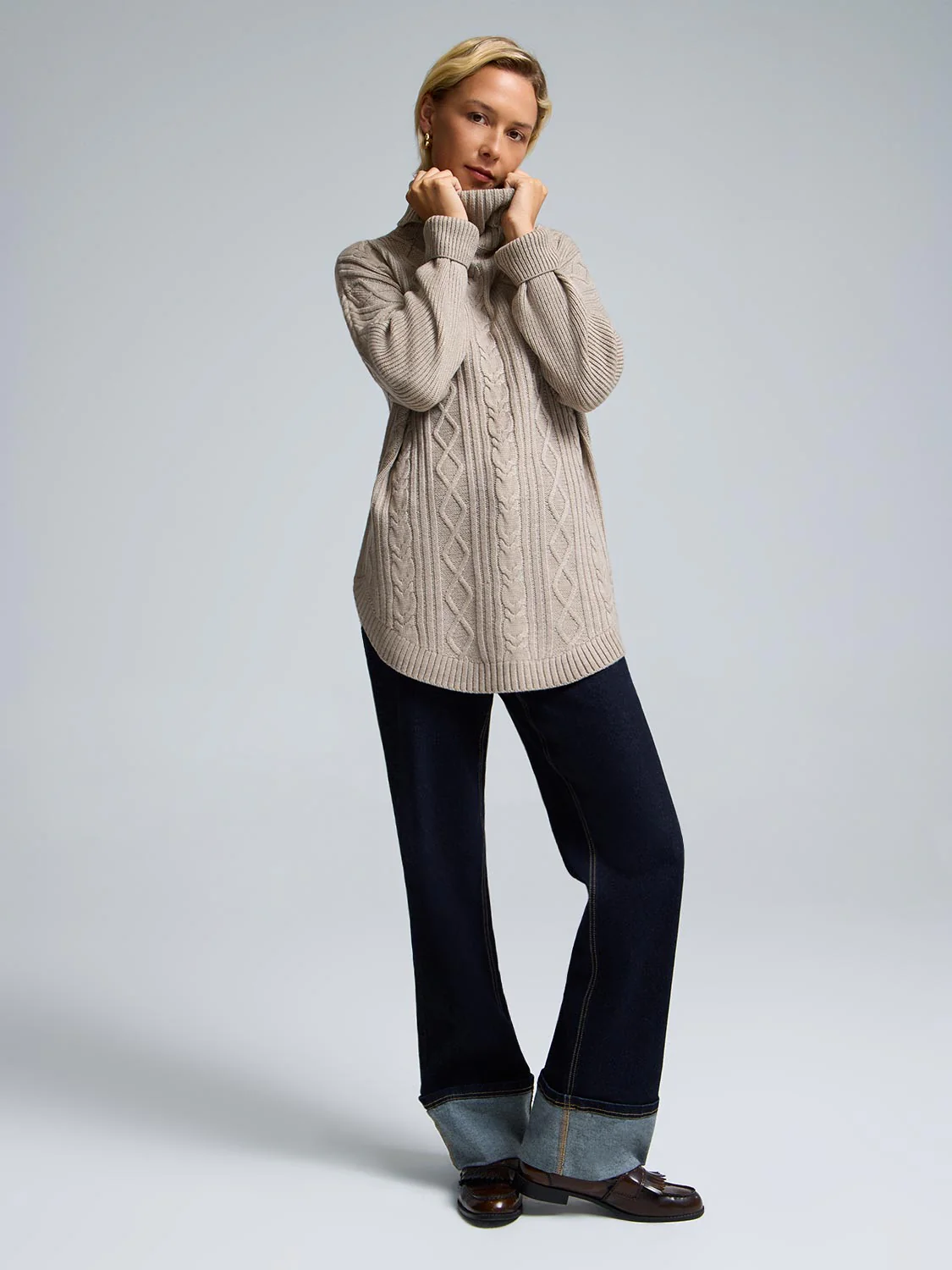 Cable Knit Turtleneck Sweater - Image 3