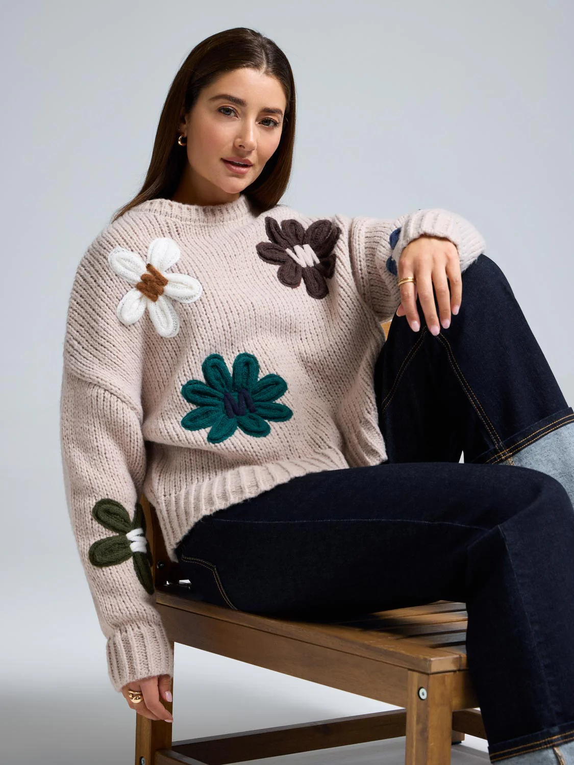 Floral Shaker Stitch Sweater - Image 4