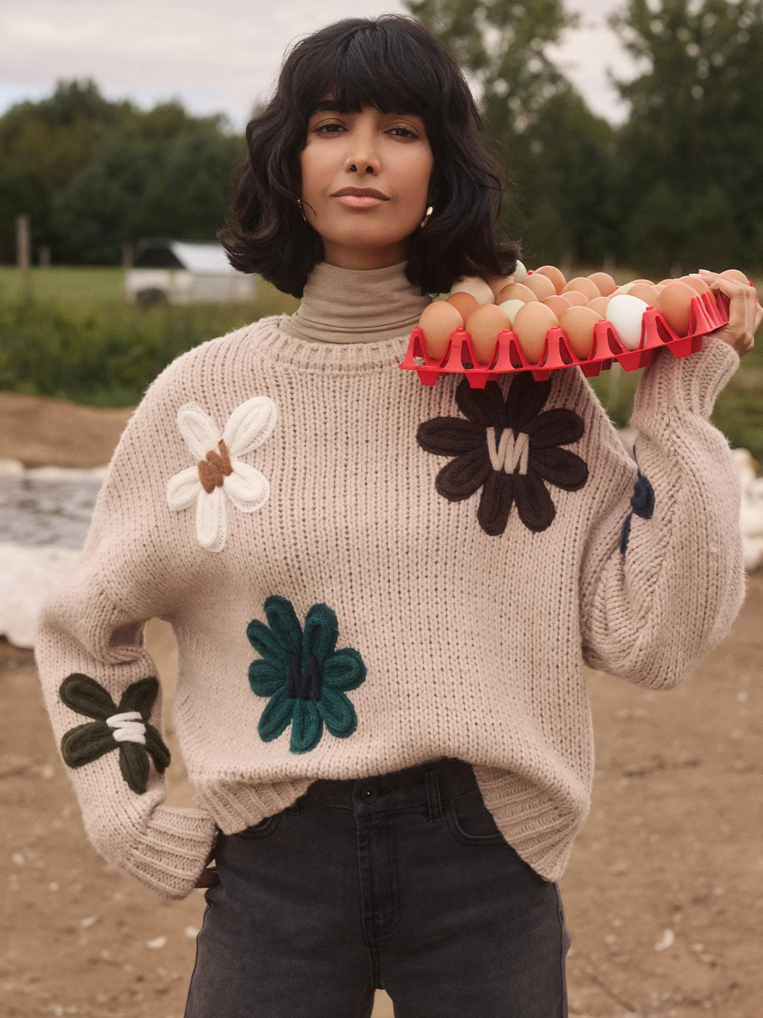 Floral Shaker Stitch Sweater - Image 6