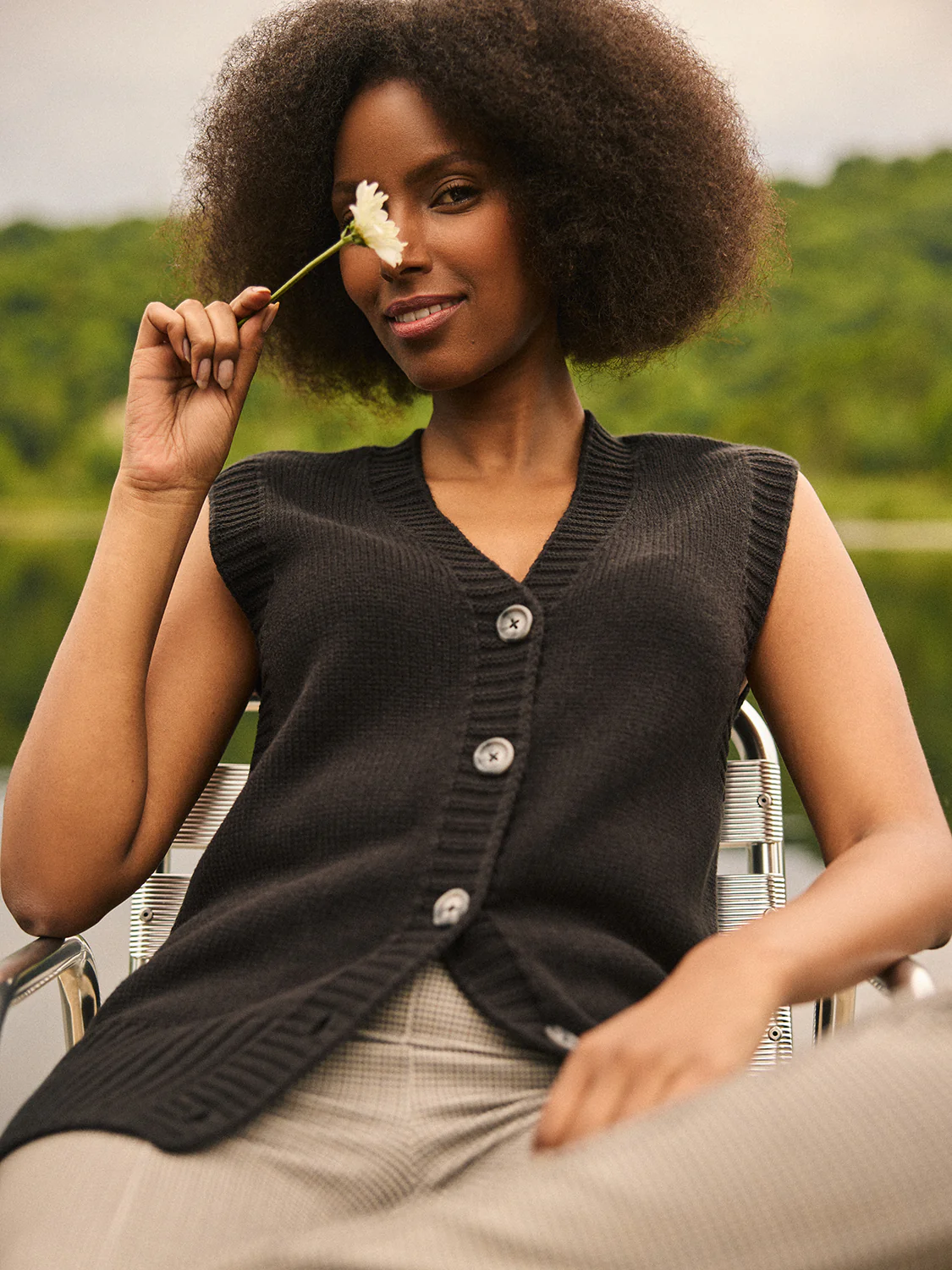 Wool Button-Front Sweater Vest - Image 5