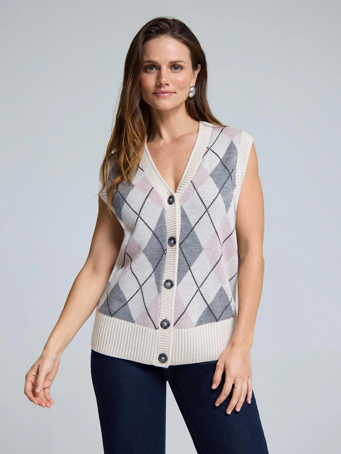 Argyle Wool Button-Front Sweater Vest - Image 2