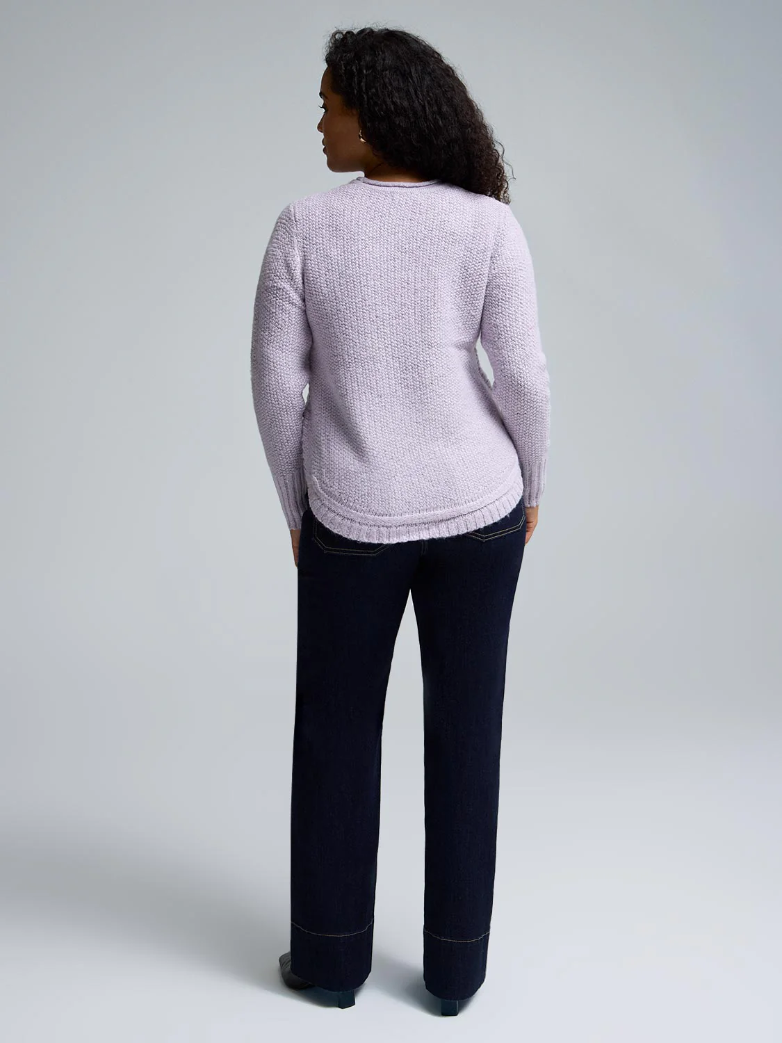 Button-Detail Rounded Hem Sweater - Image 8