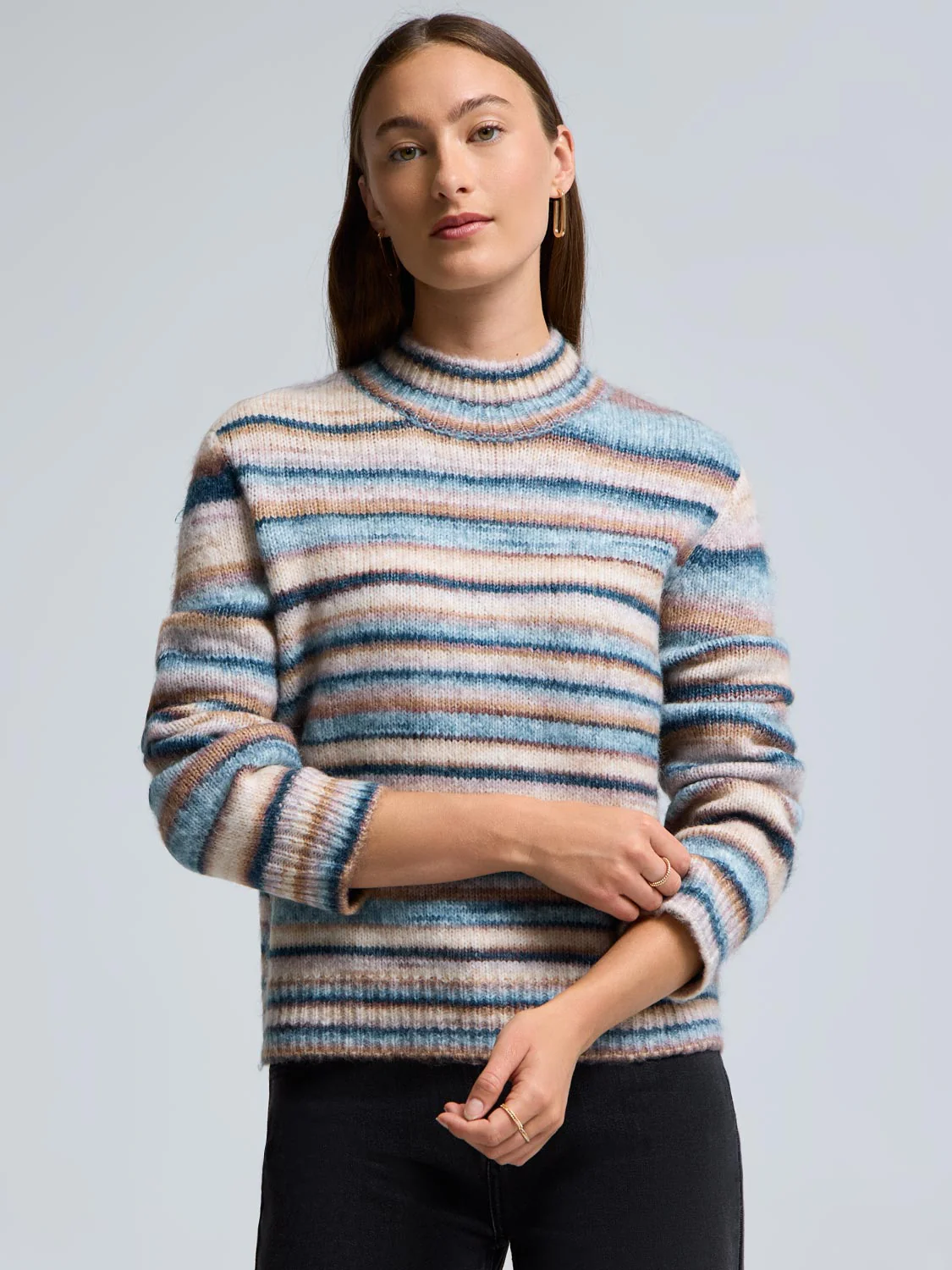 Striped Mock Neck Sweater - Image 3