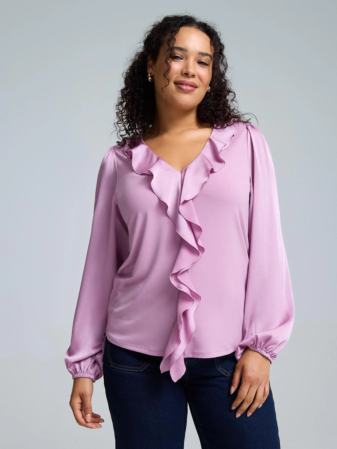 Ruffle V-Neck Top