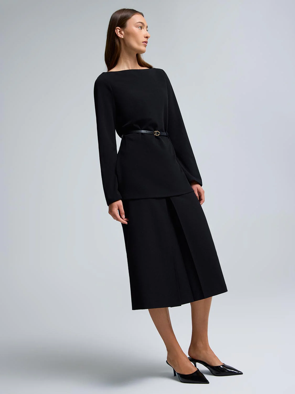 Boat Neck Belted Tunic Top - Image 3