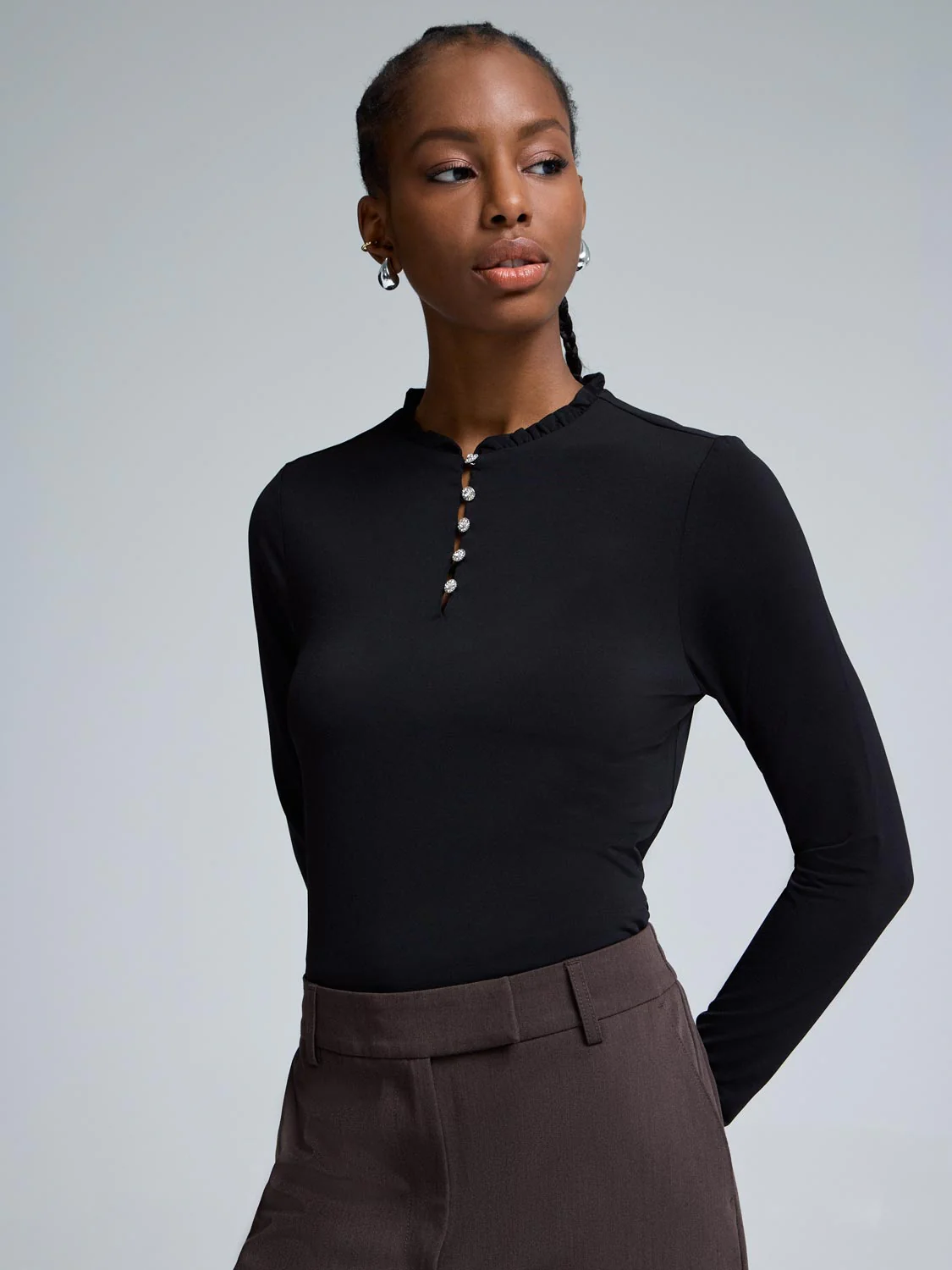 Rhinestone Pie Crust Neck Top - Image 2