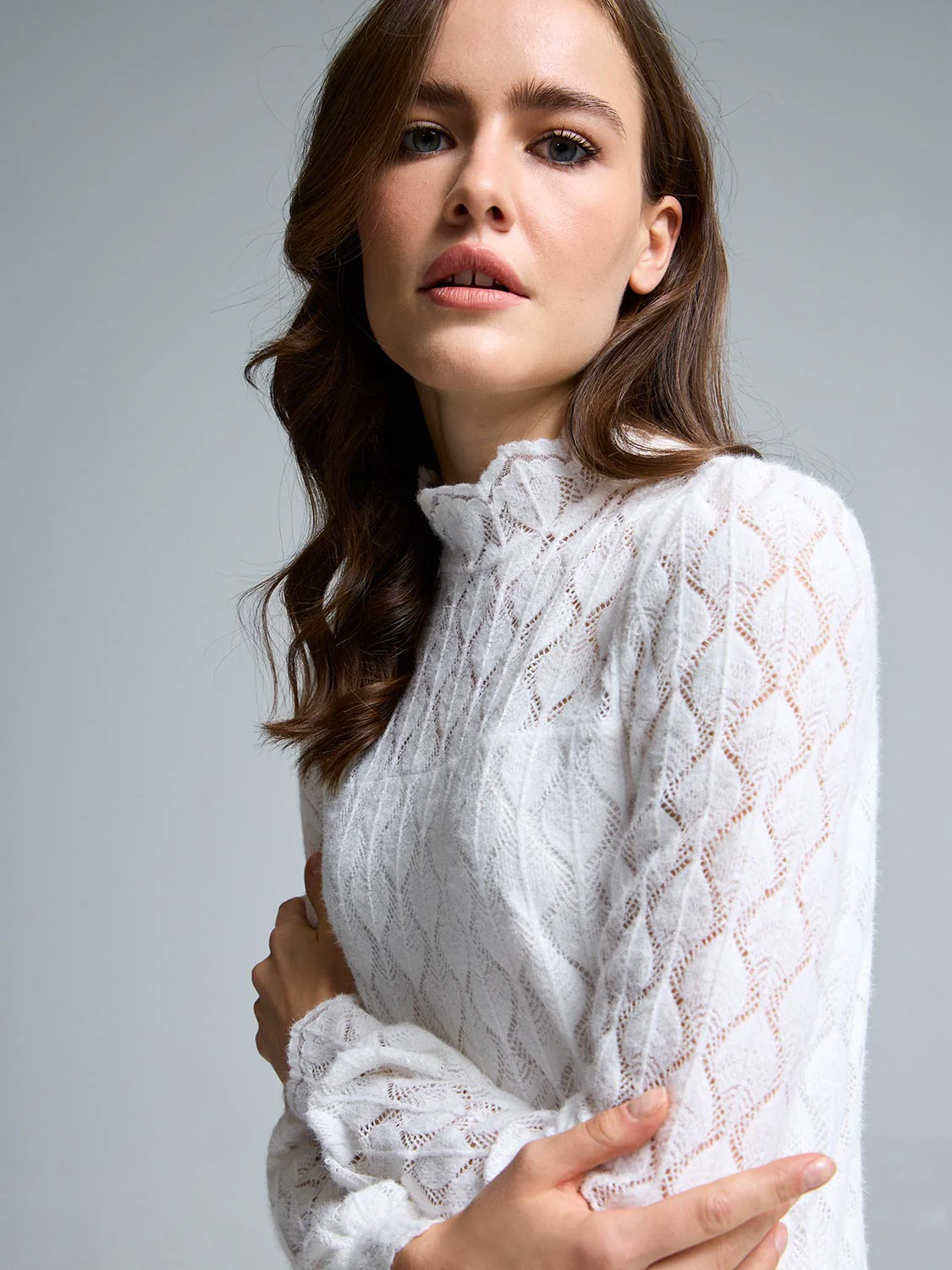 Scallop Lace Mock Neck Top - Image 2