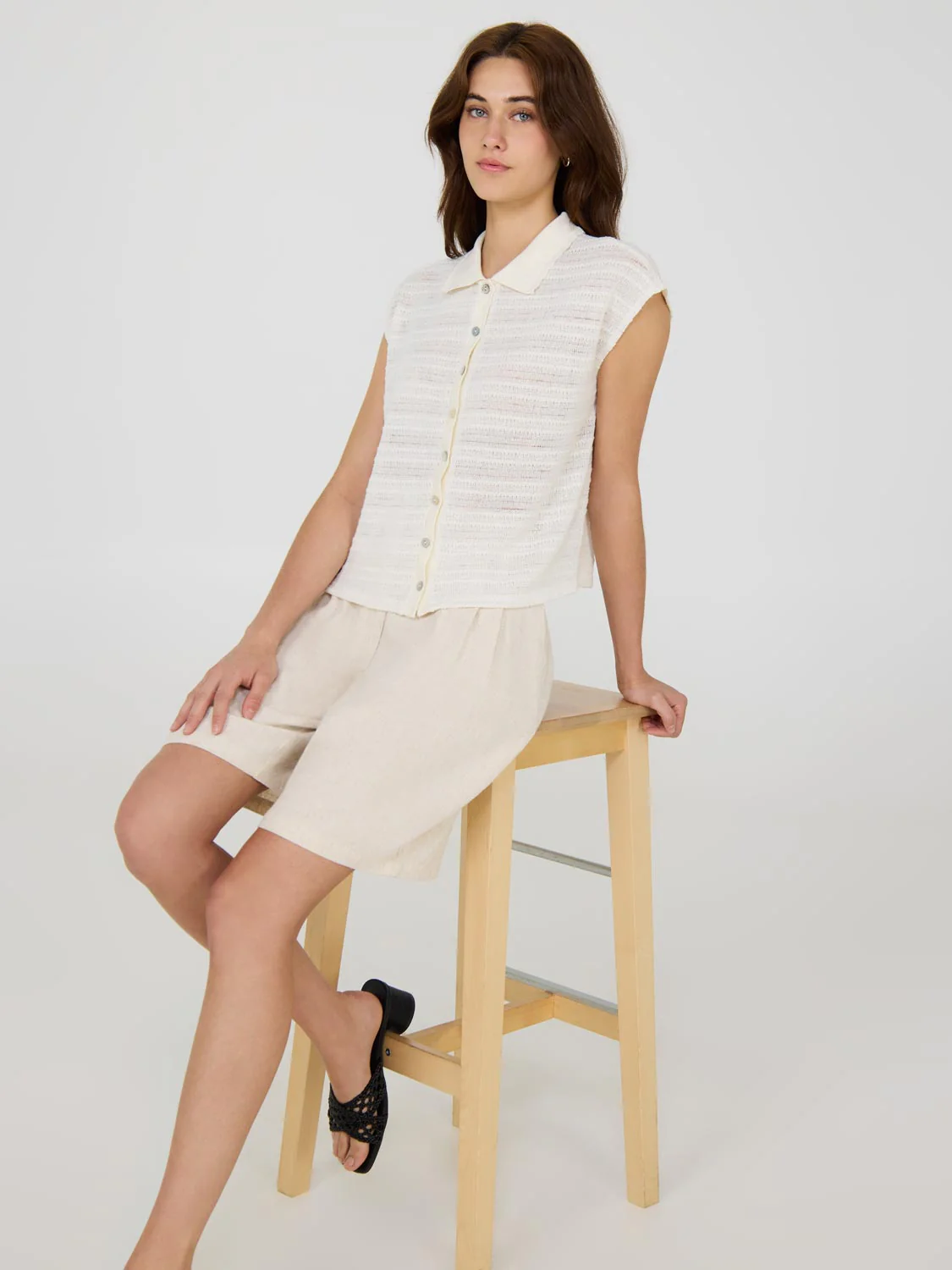Pointelle Sleeveless Blouse - Image 3