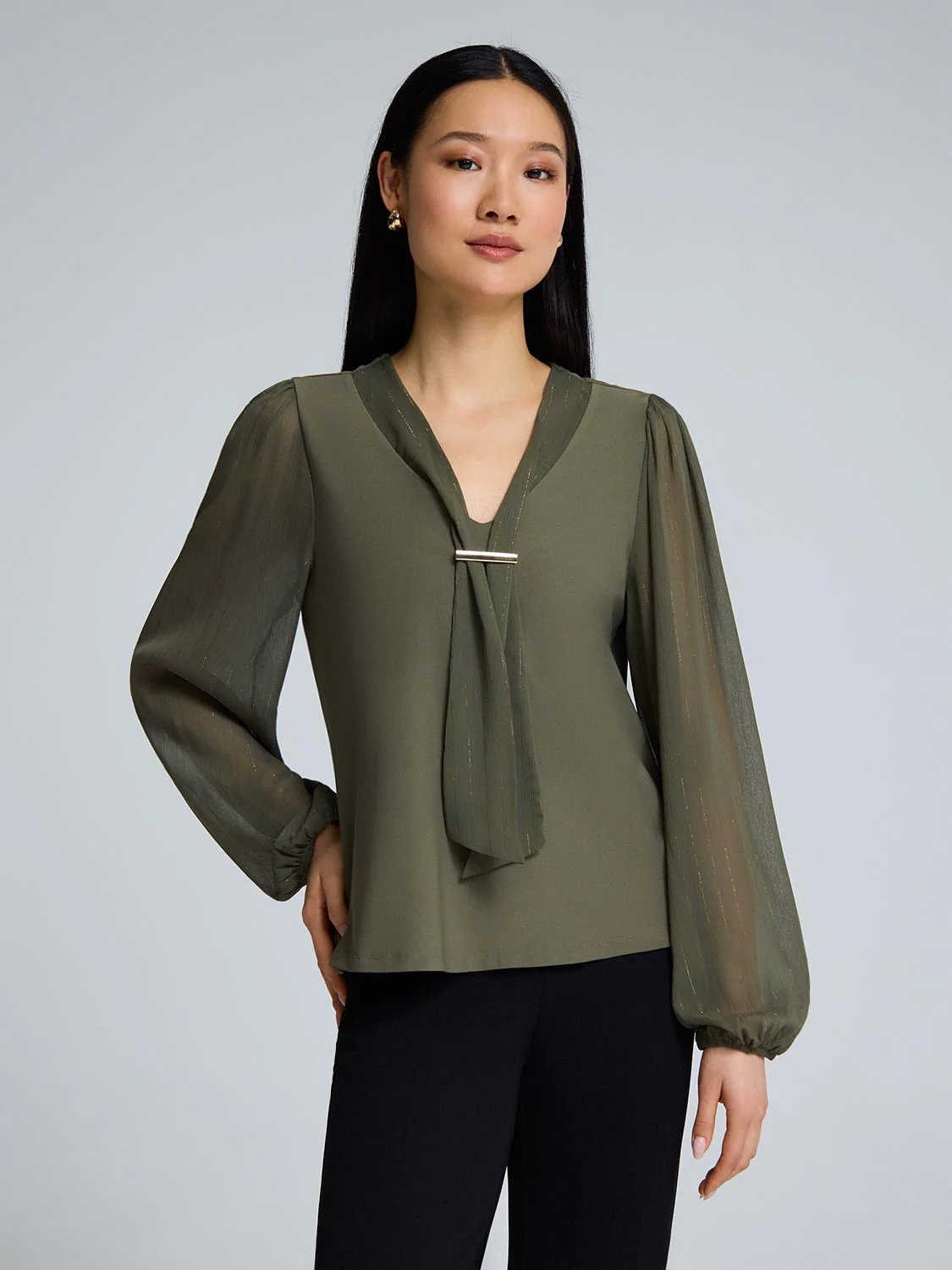 Chiffon Sleeve Metallic Top - Image 5