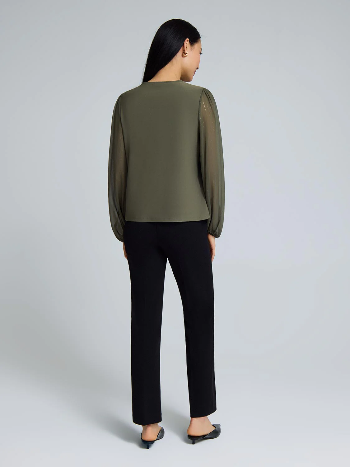Chiffon Sleeve Metallic Top - Image 6