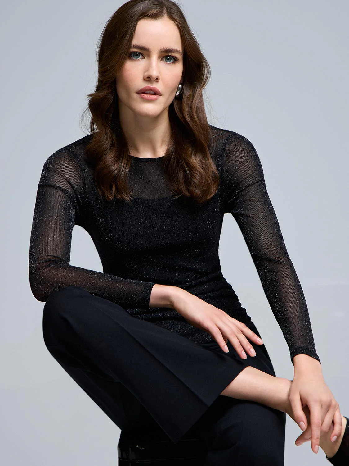 Metallic Mesh Top With Cami