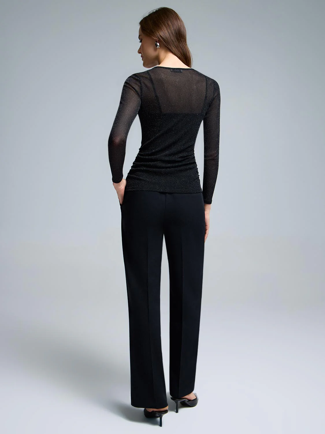 Metallic Mesh Top With Cami - Image 4