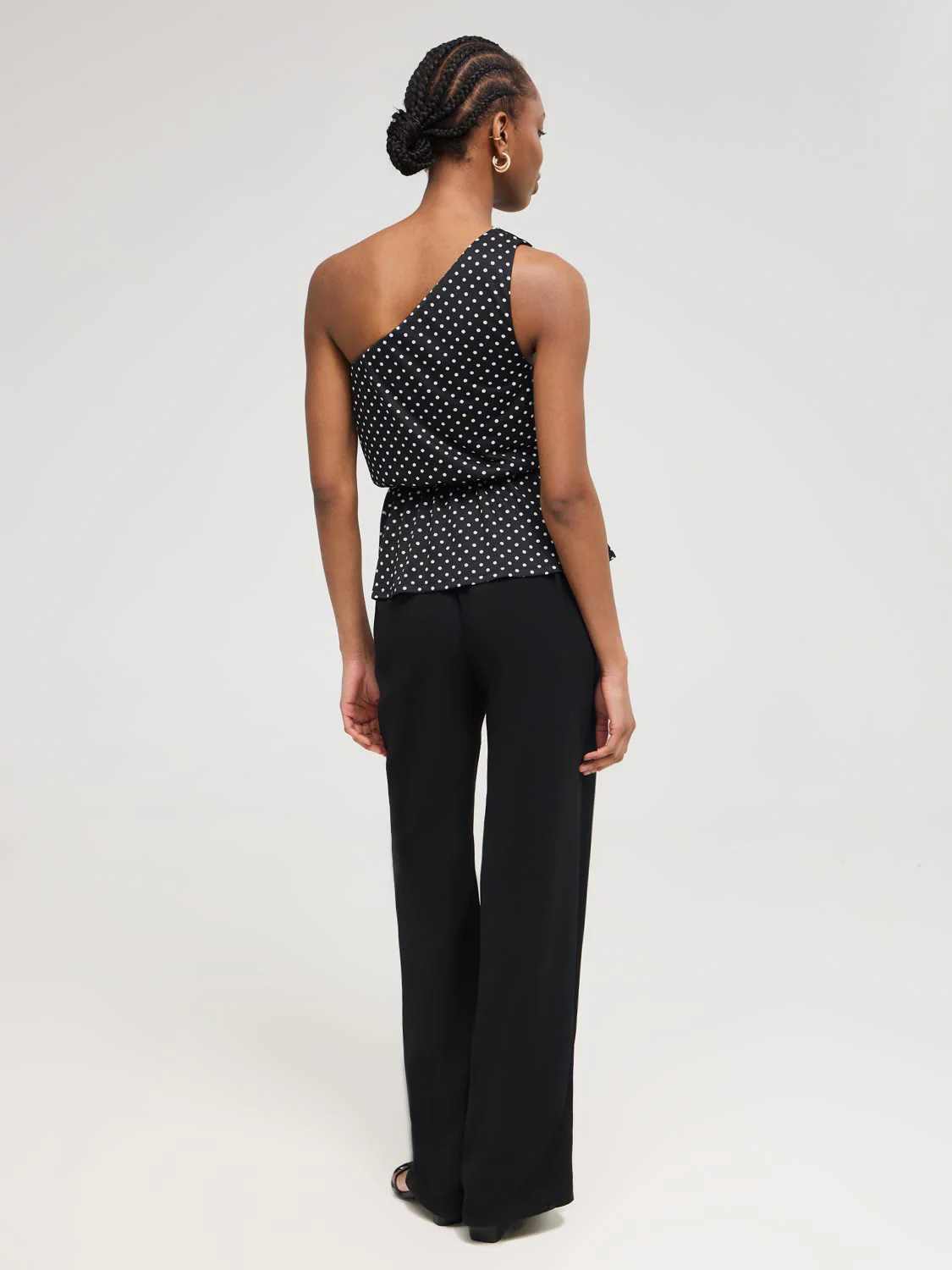 One Shoulder Dot Print Peplum Top - Image 4