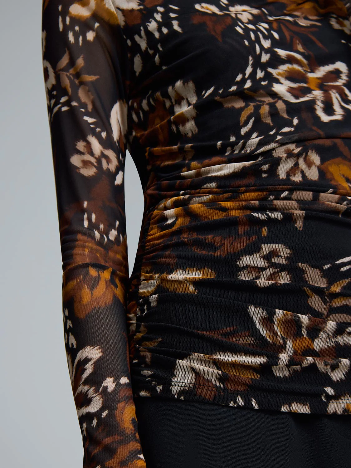 Floral Boat Neck Mesh Top - Image 2
