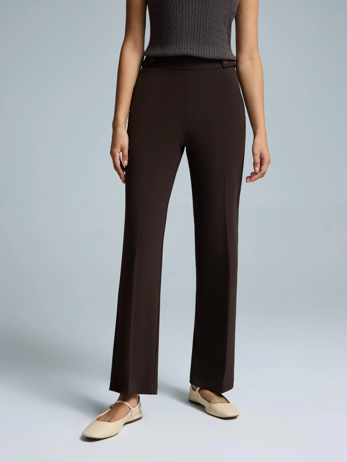 Straight Leg Clean Front Crepe Pants - Image 12