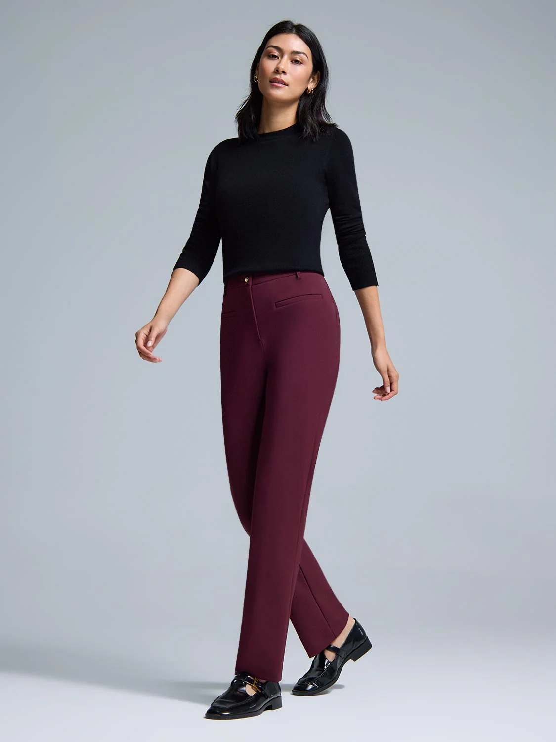 Mid-Rise Straight Leg Stretch Pants - Image 3