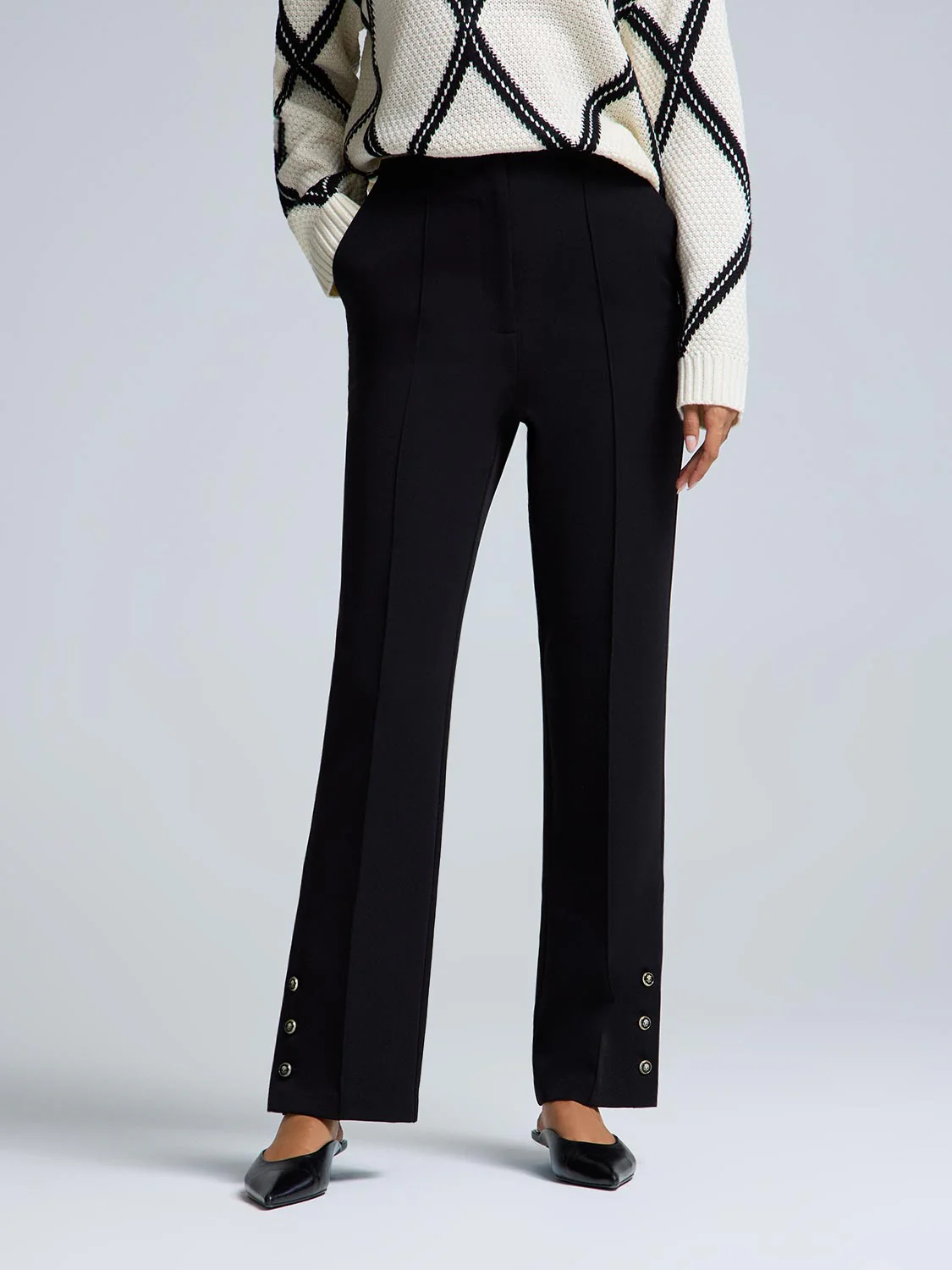 Pintuck Straight-Leg Pants