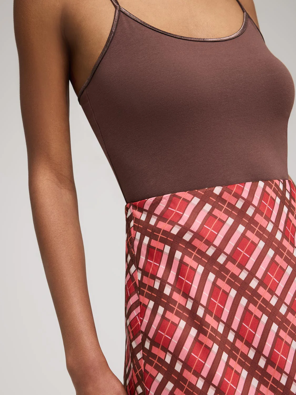 Plaid Chiffon Skirt - Image 5