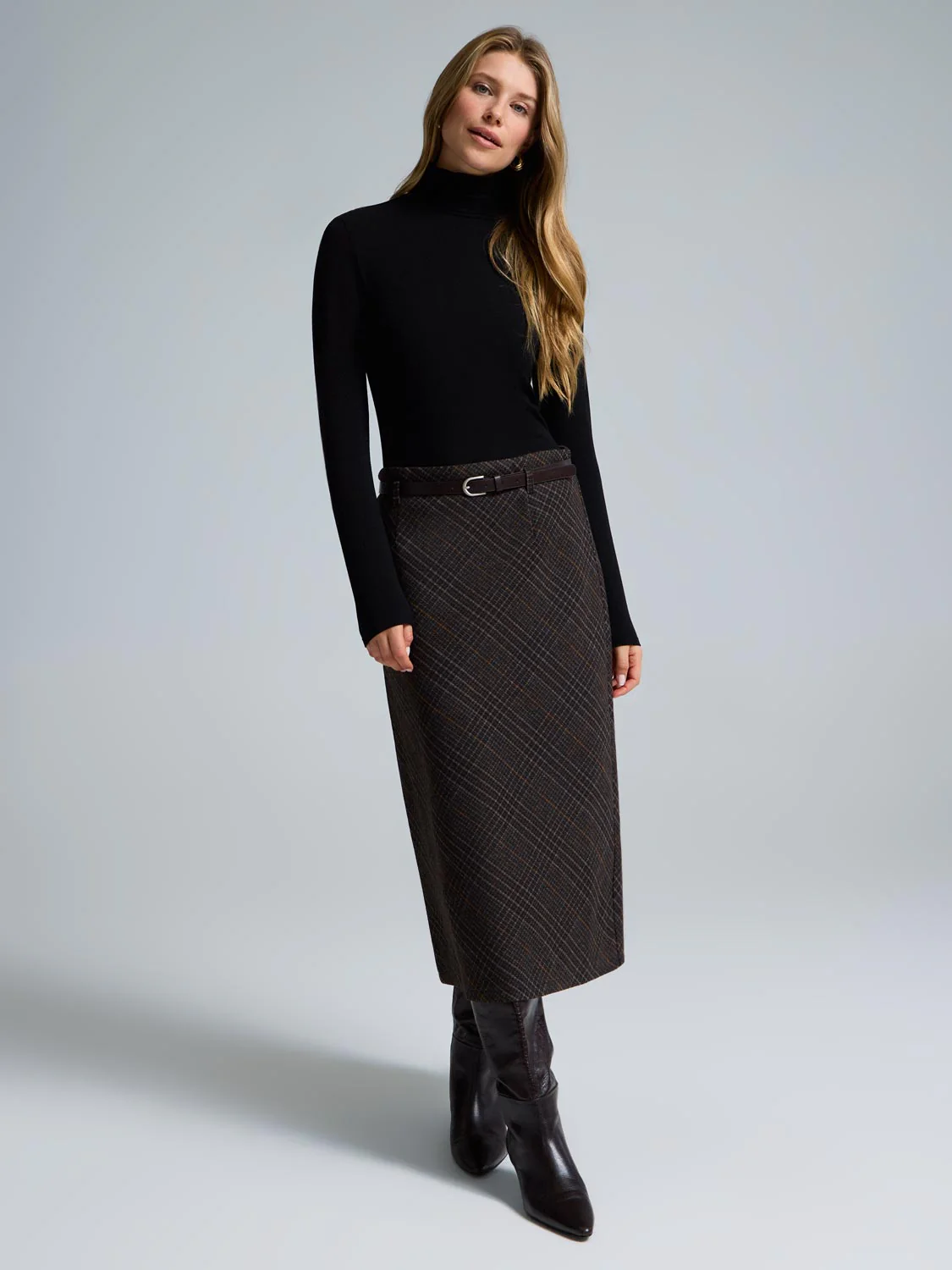 Midi Plaid Skirt