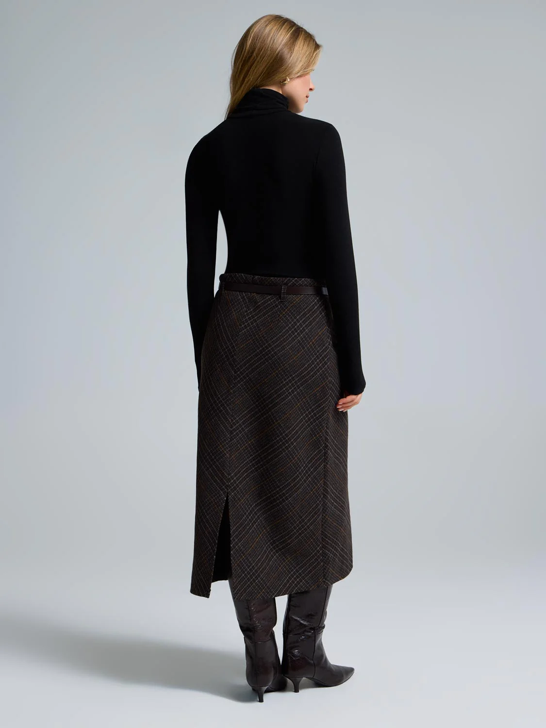 Midi Plaid Skirt - Image 4