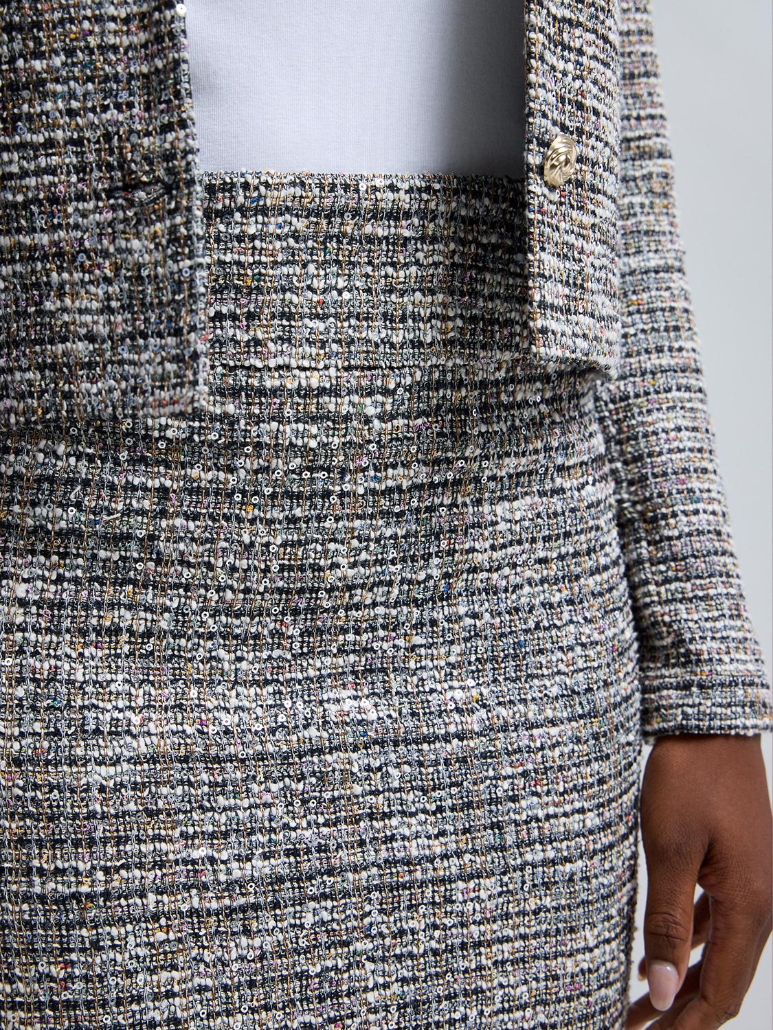 Sequin Boucle Midi Skirt - Image 2