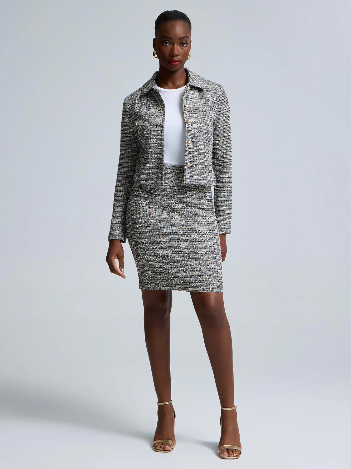 Sequin Boucle Midi Skirt - Image 3