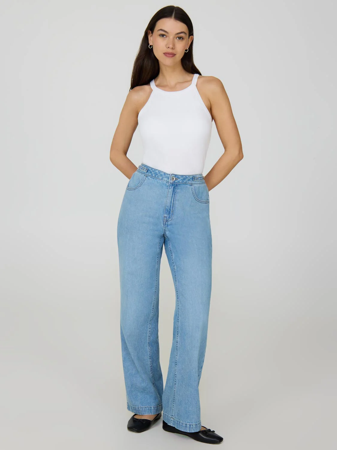 Metal Trim Straight Leg Cotton Jeans - Image 7