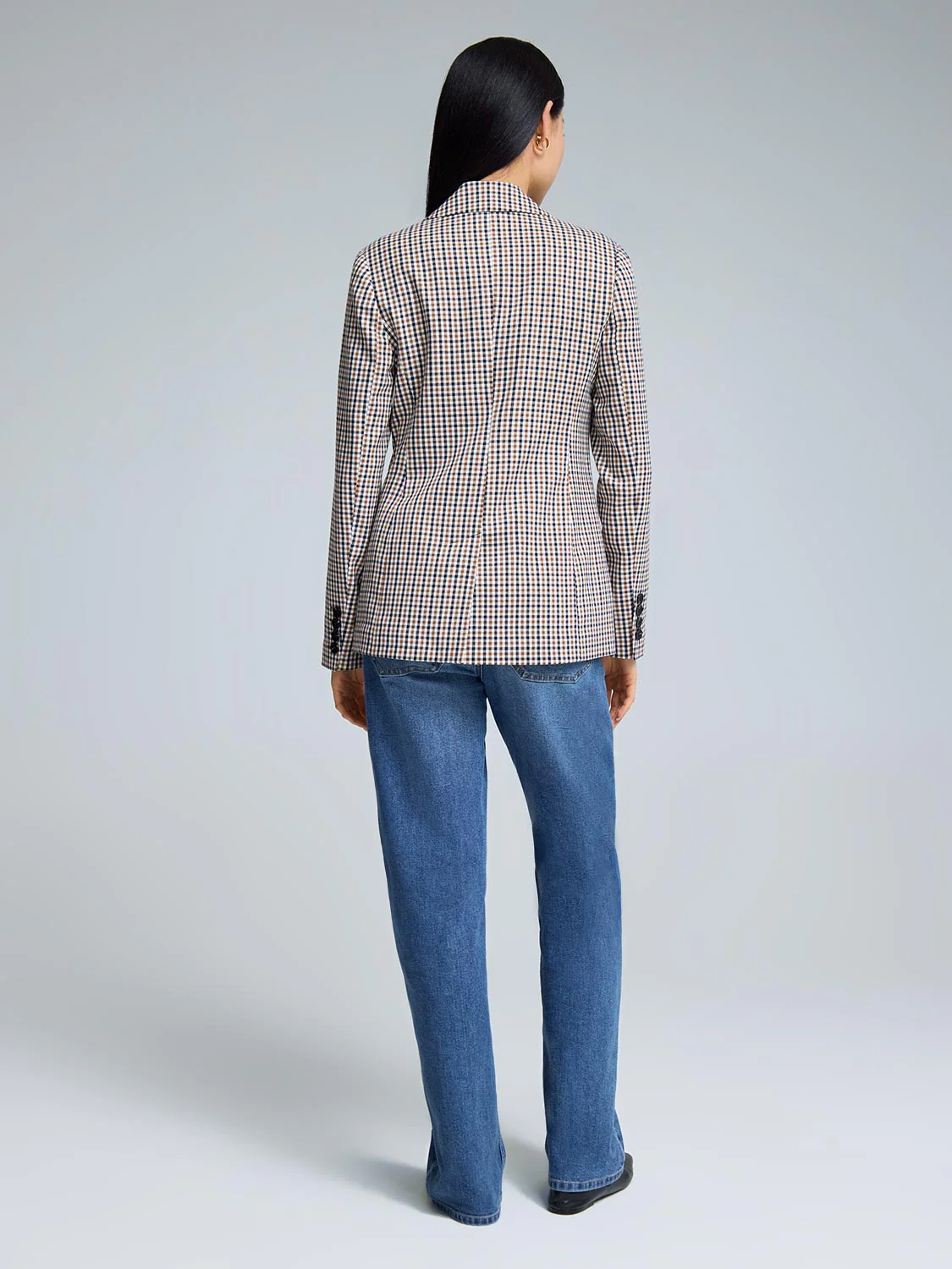 1-Button Plaid Blazer - Image 4