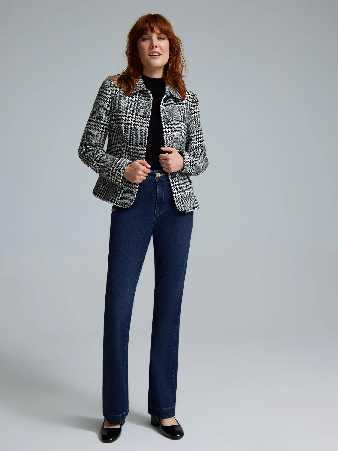 Collared Plaid Blazer - Image 3