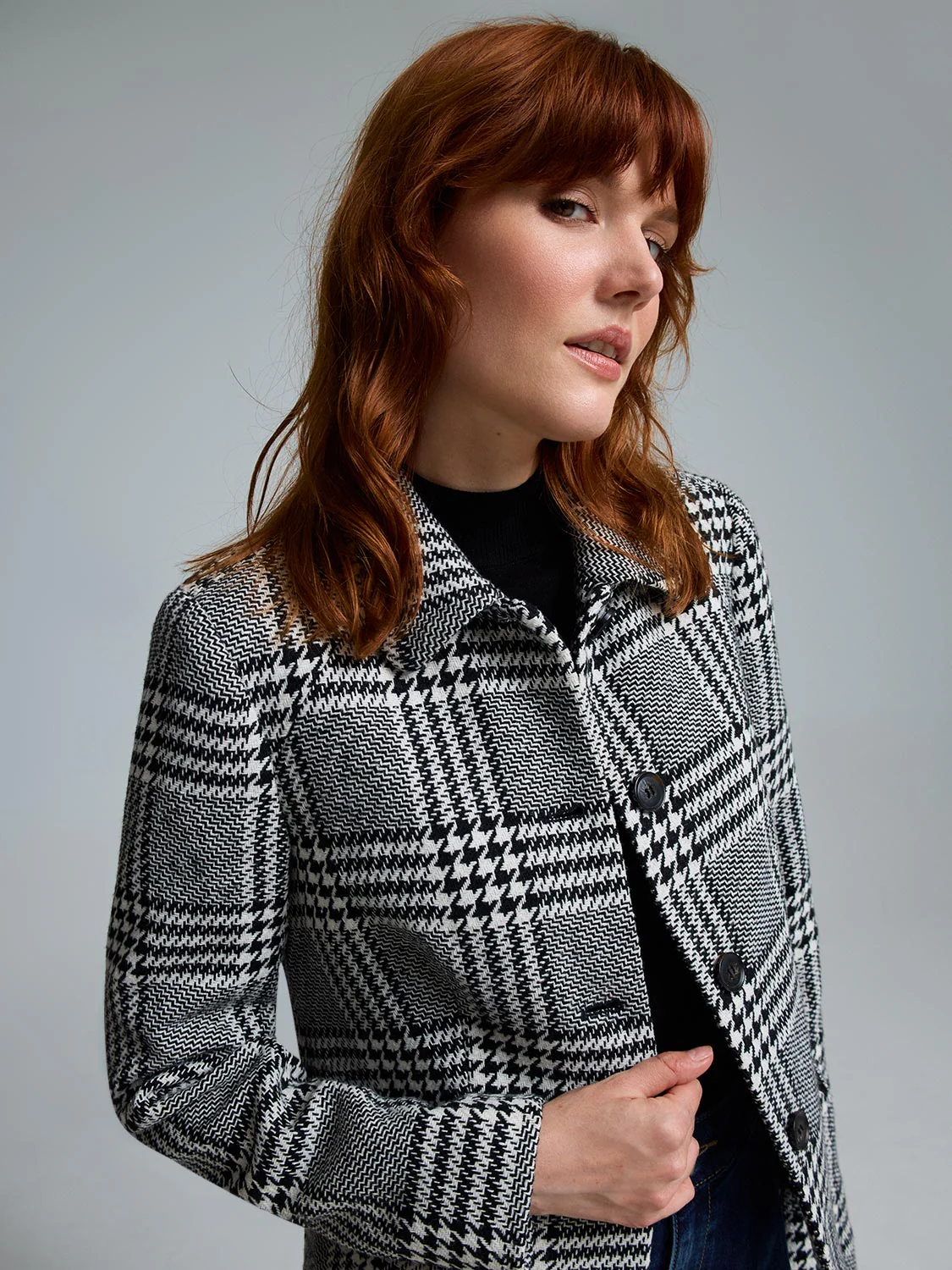 Collared Plaid Blazer - Image 4