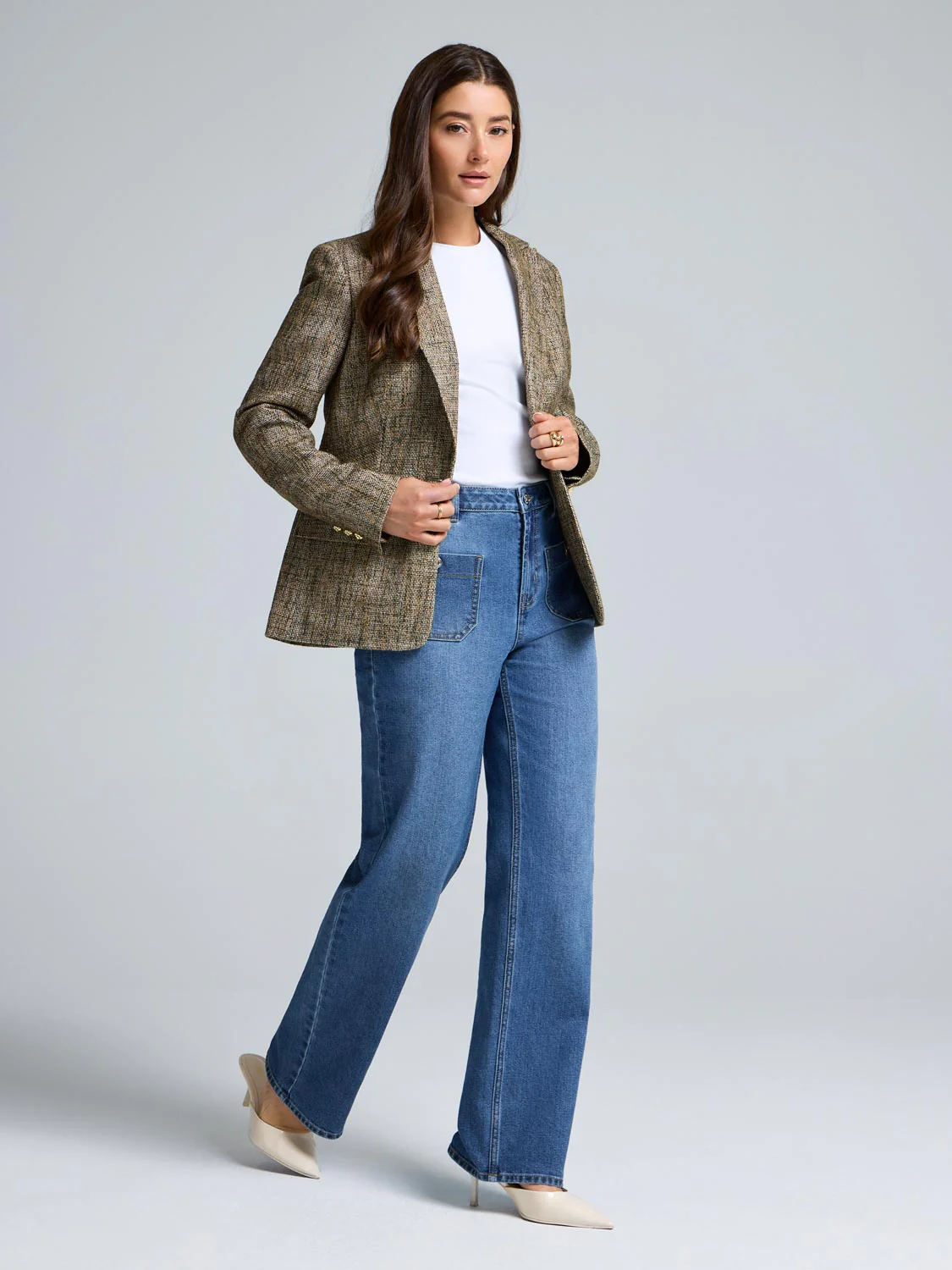 1-Button Tweed Blazer - Image 2