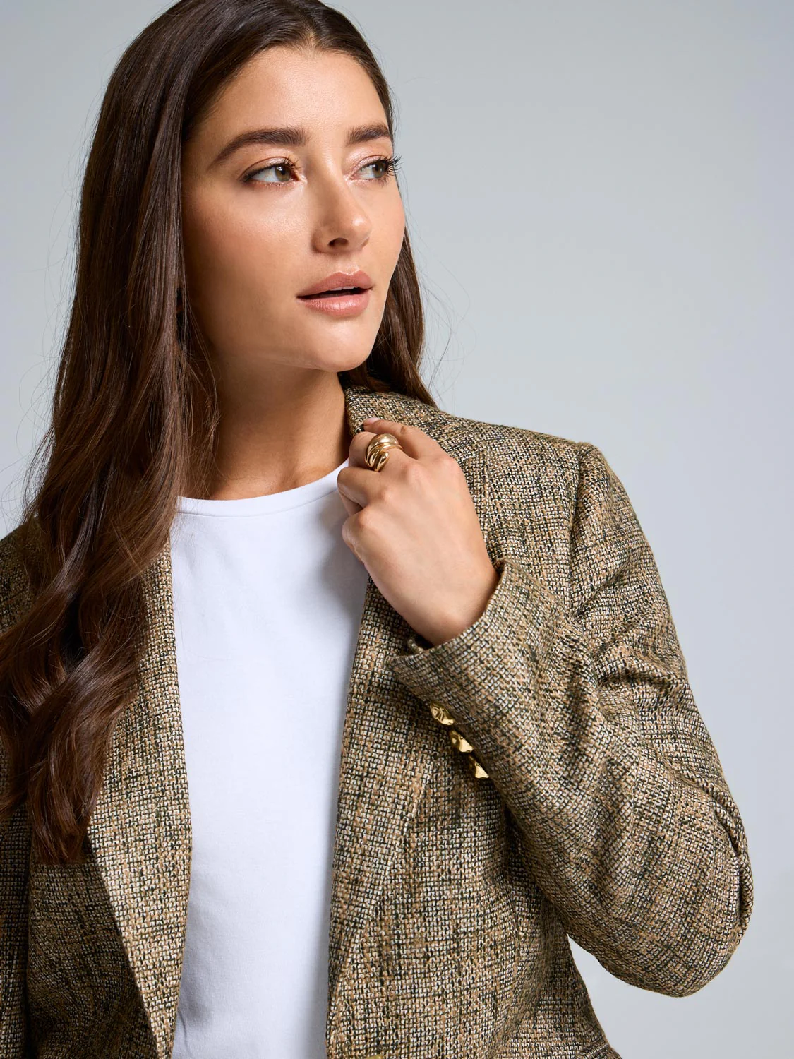 1-Button Tweed Blazer - Image 3