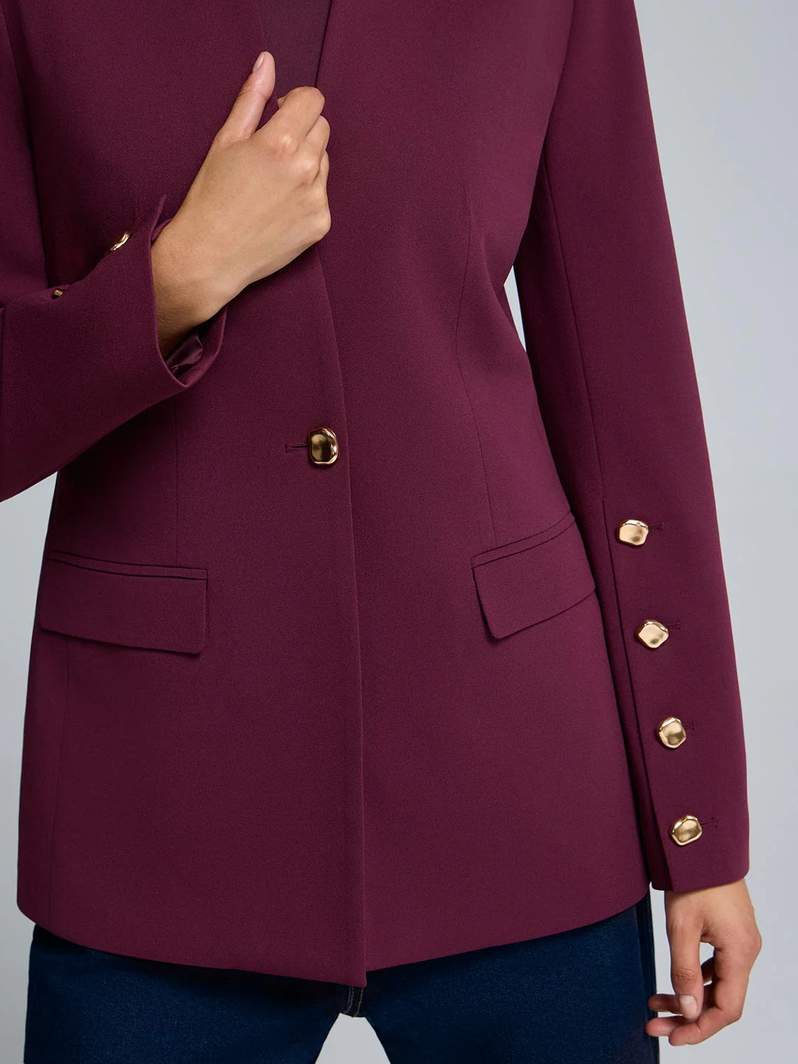 Crepe High Neck Blazer - Image 2