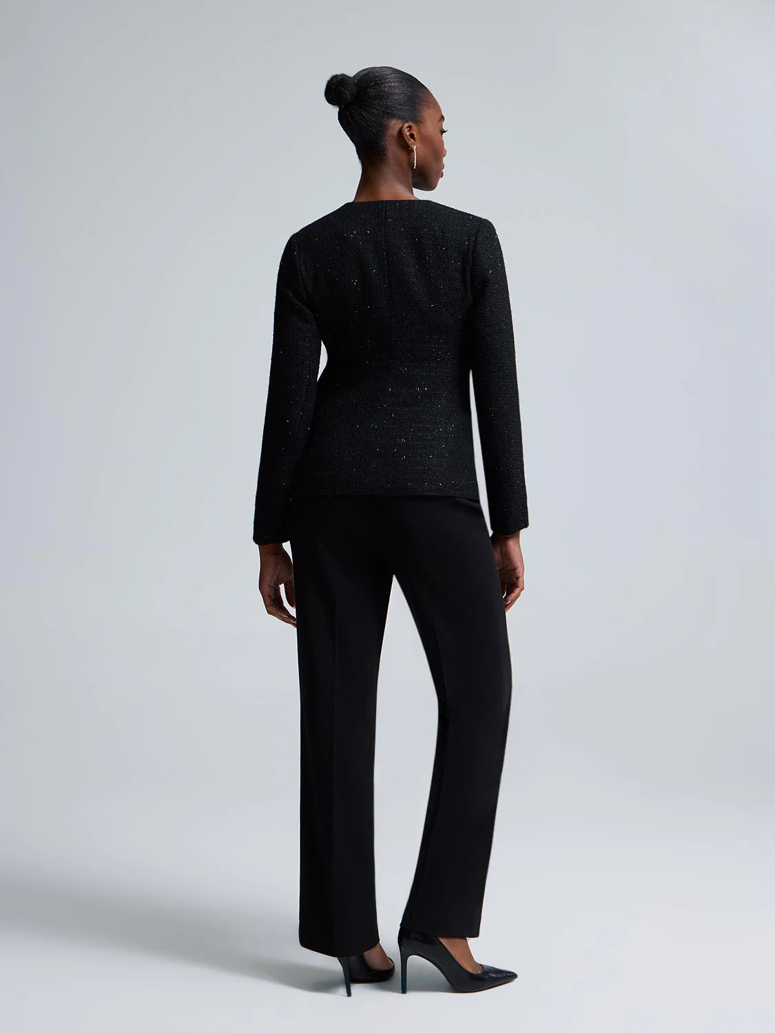 Collarless Boucle Blazer - Image 4