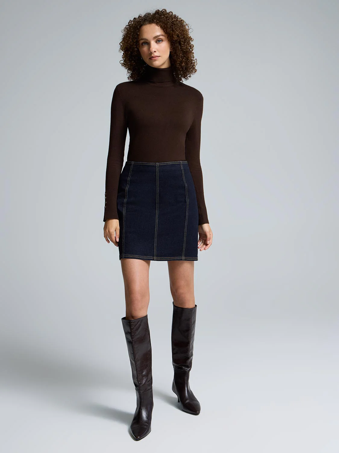 Structured Mini Denim Skirt - Image 2