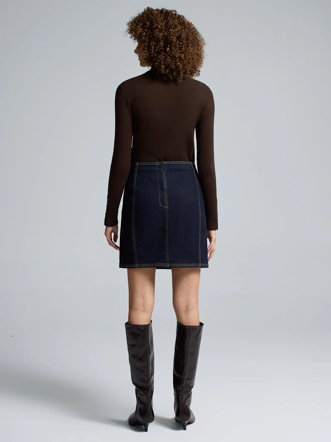Structured Mini Denim Skirt - Image 3