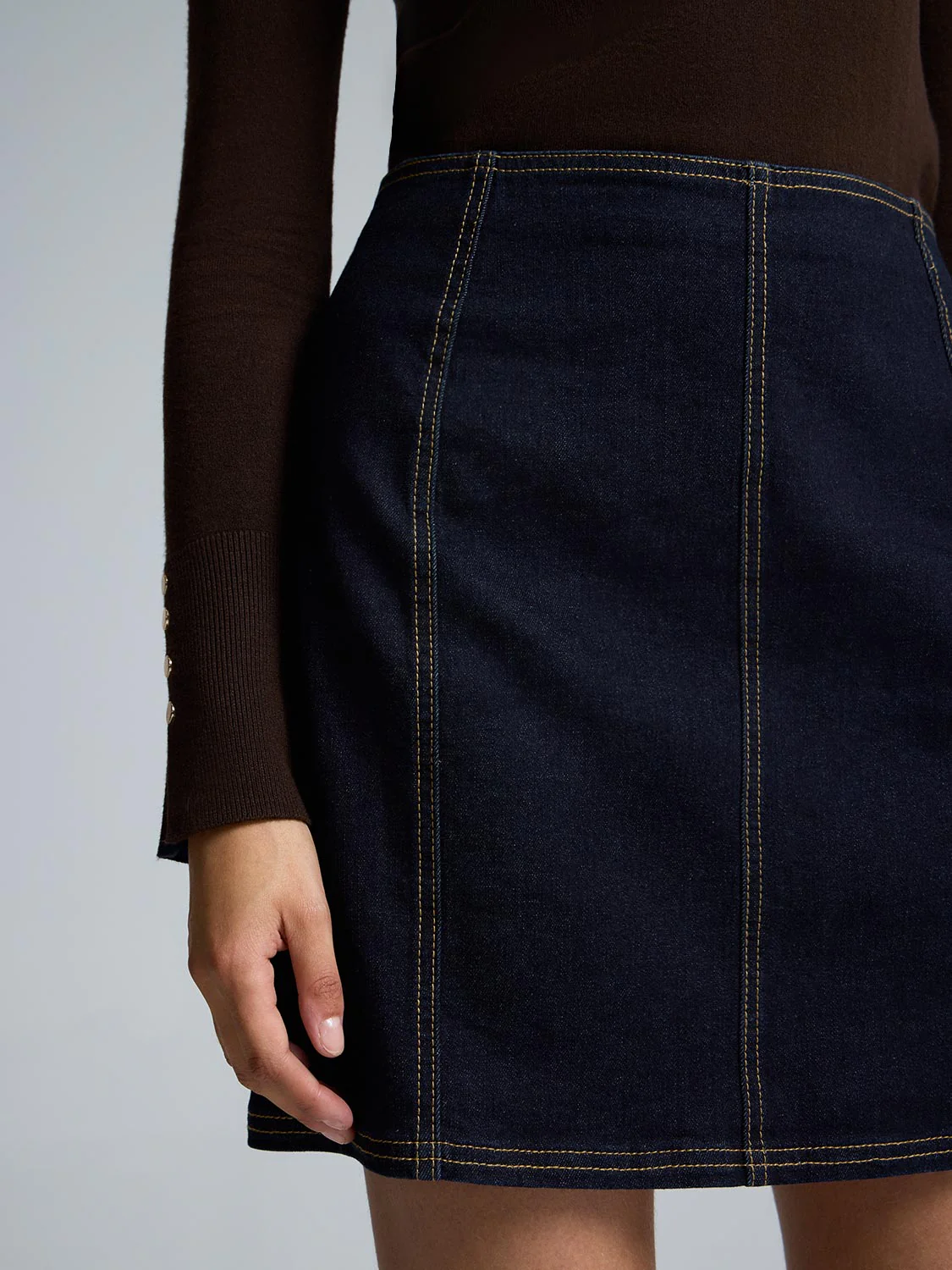 Structured Mini Denim Skirt - Image 4