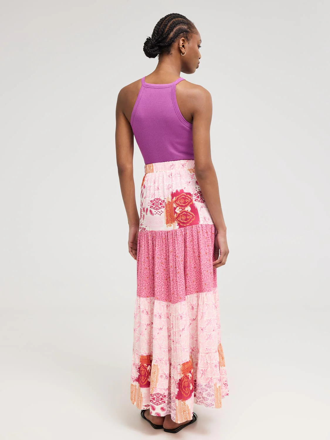 Multi Print Tiered Maxi Skirt - Image 4