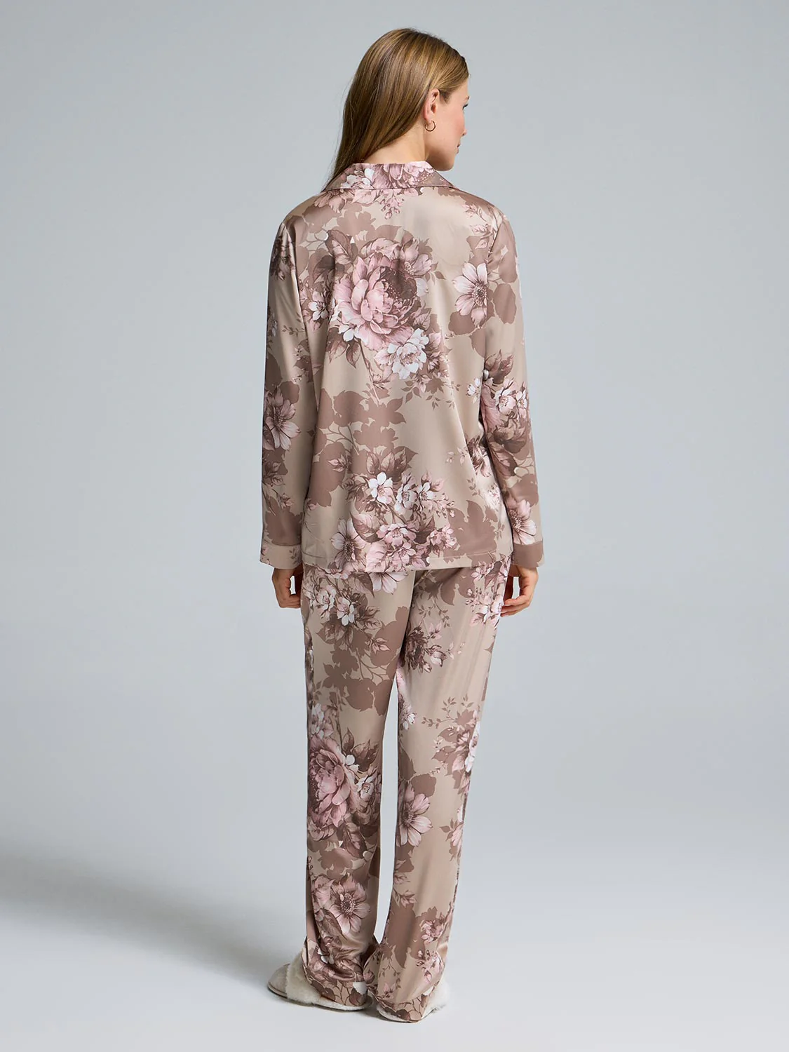 Floral Satin Button-Down Pajama Set - Image 6