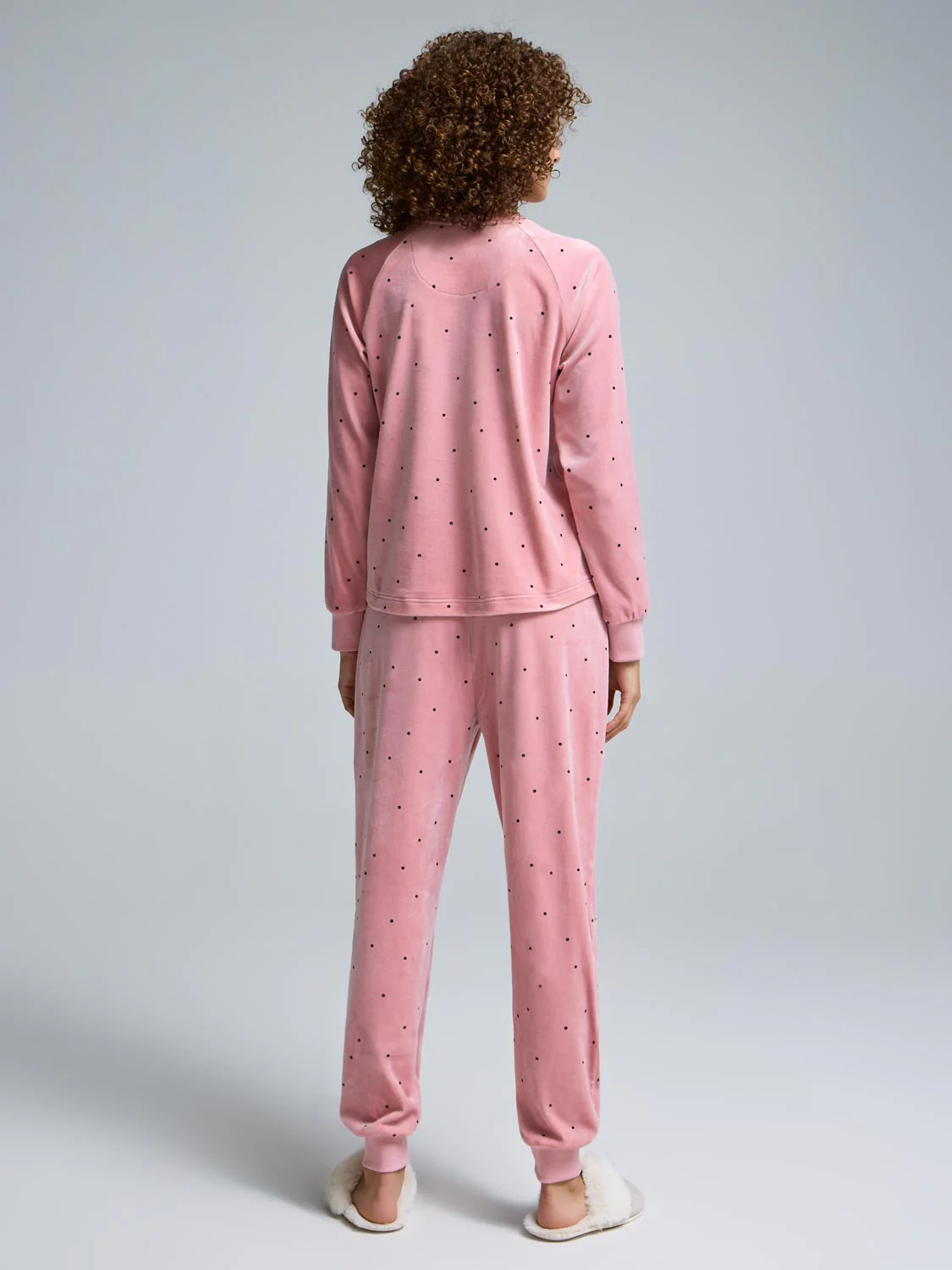 Polka Dot Velour Pajama Set - Image 3
